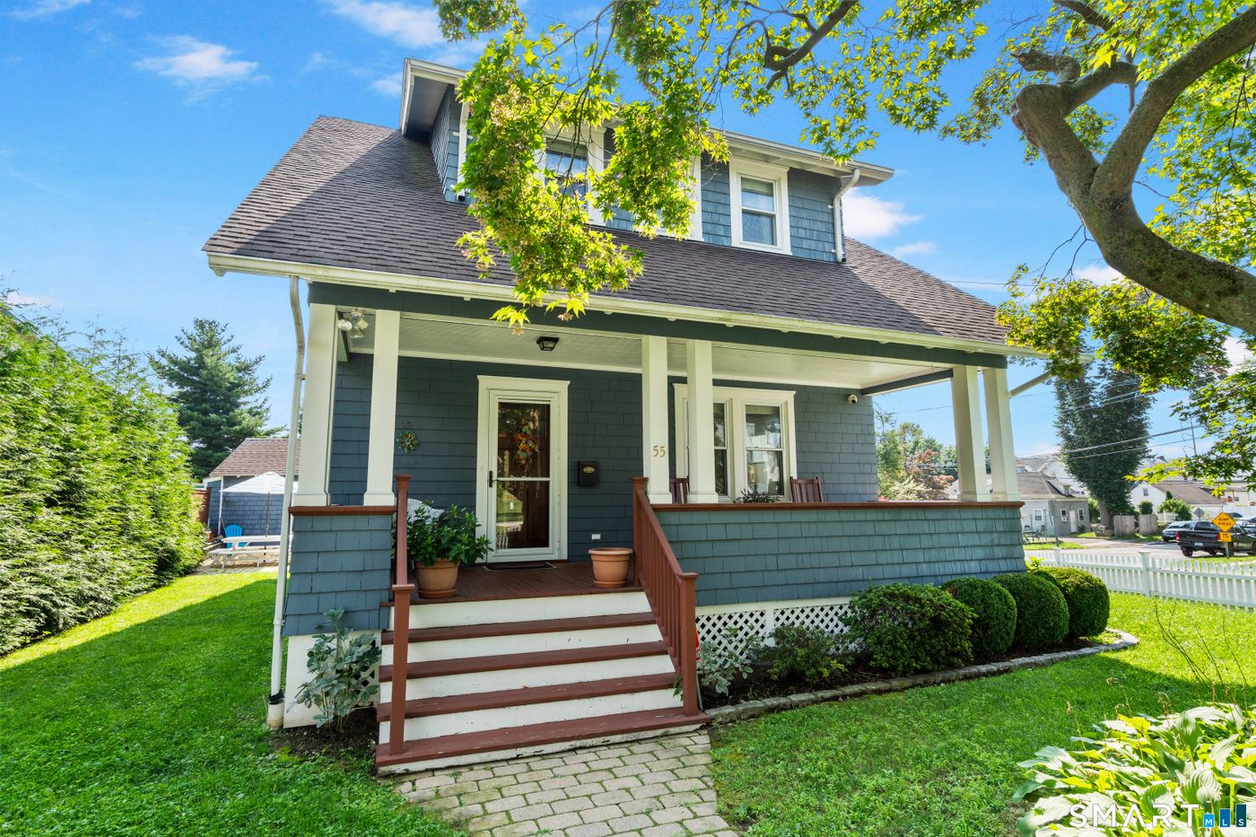 Colonial house at 55 Clovelly Road in Stamford
