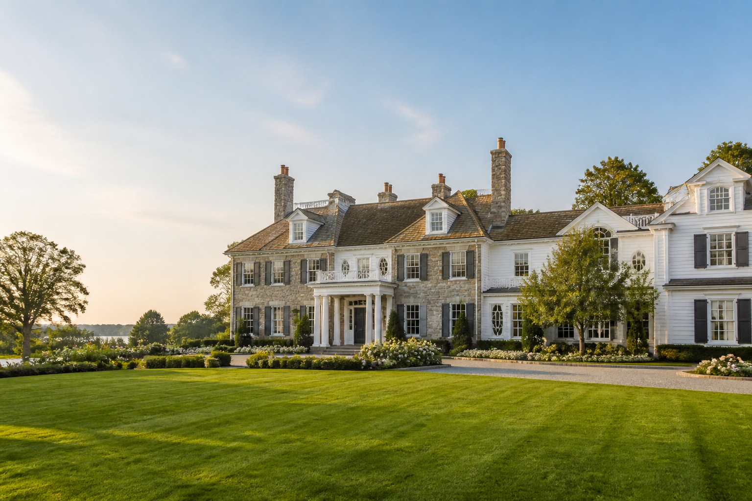 Greenwich estate across a wide lawn